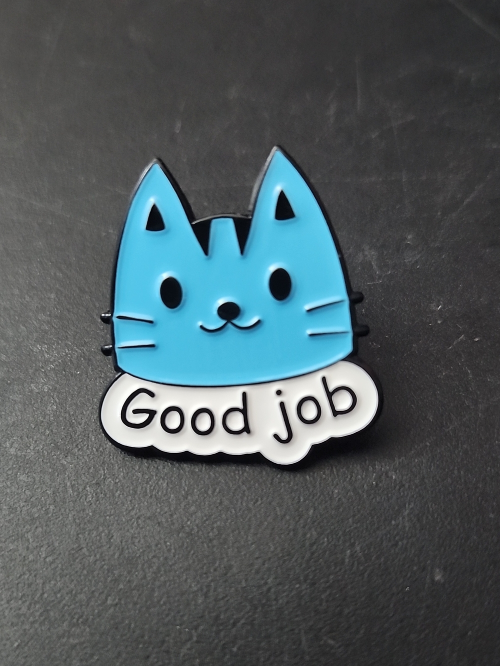 Blue Cat 'Good Job' Enamel Pin - Pets Cat Accessory
